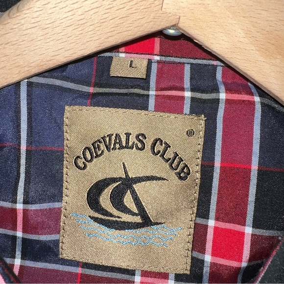 Western Pearl Snap Shirt Coevals Club Size M Red Blue Plaid Long Sleeve Shirt - Picture 4 of 7